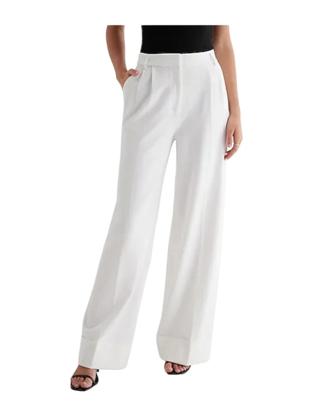 Express White Super High-Waist Wide-Leg Trousers - Picture 1 of 10